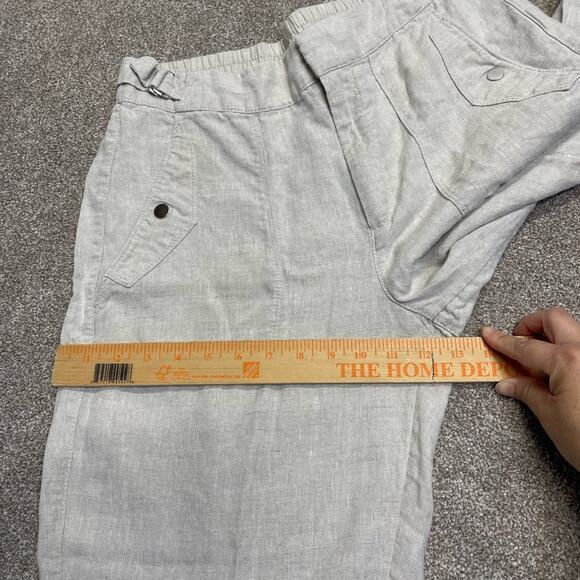 Athleta womens Linen Tapered Ankle Leg Pants Snap Pockets Natural Beige size 12 - Picture 5 of 12